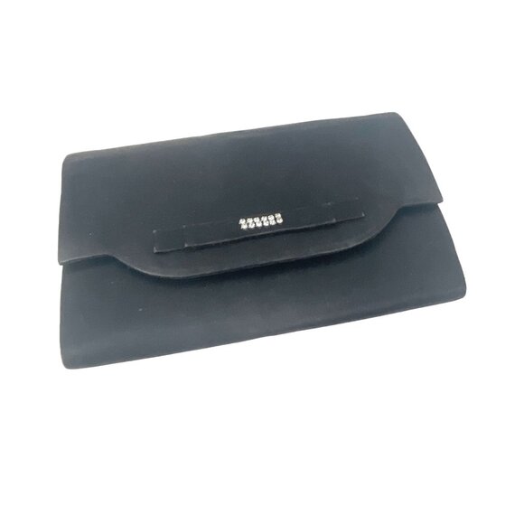 Vintage Kow Kow Black Suede Clutch Purse With Rhinestone Accent & Snap Closure - Picture 1 of 7